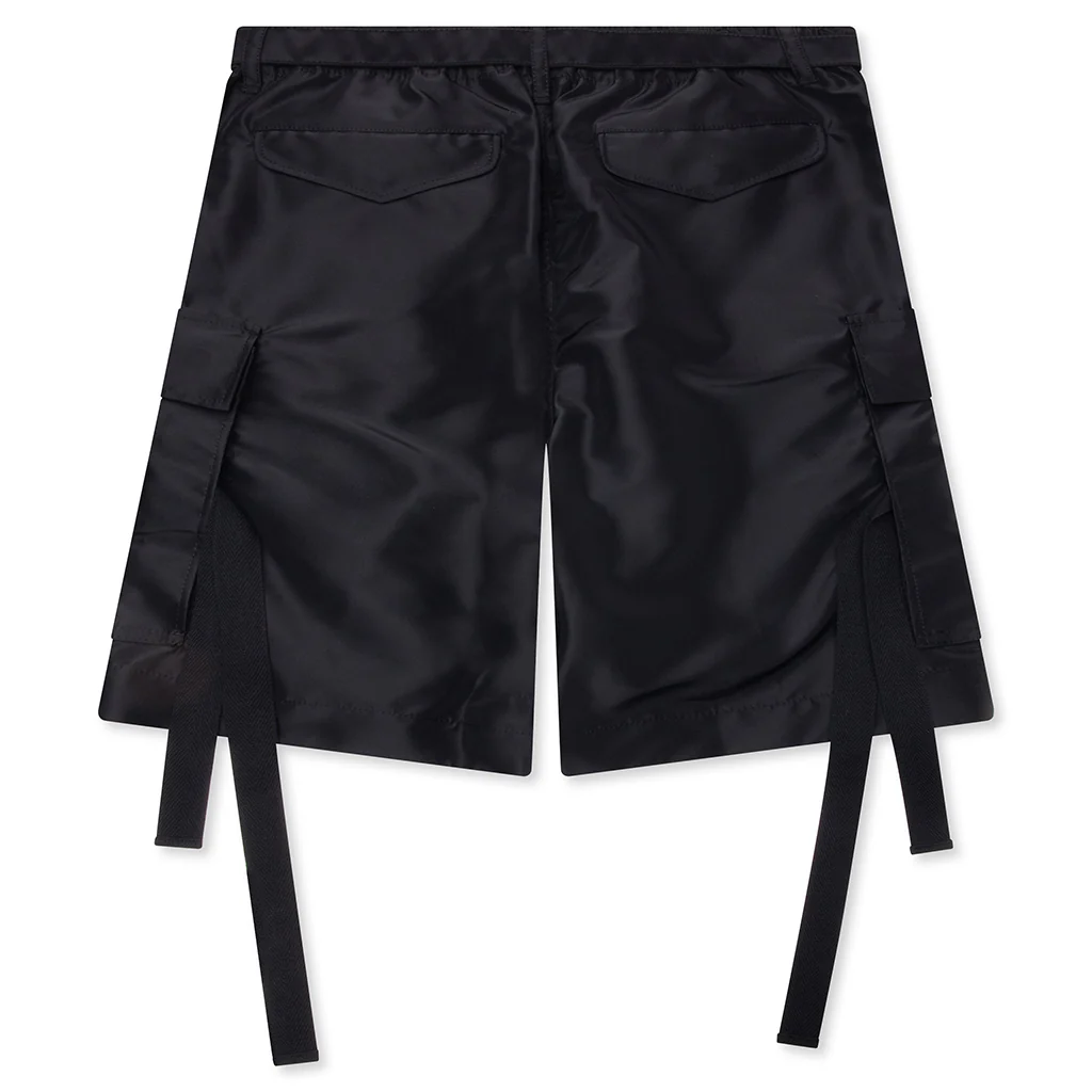 Belted Nylon Bermuda Cargo Shorts - Black - Image 2