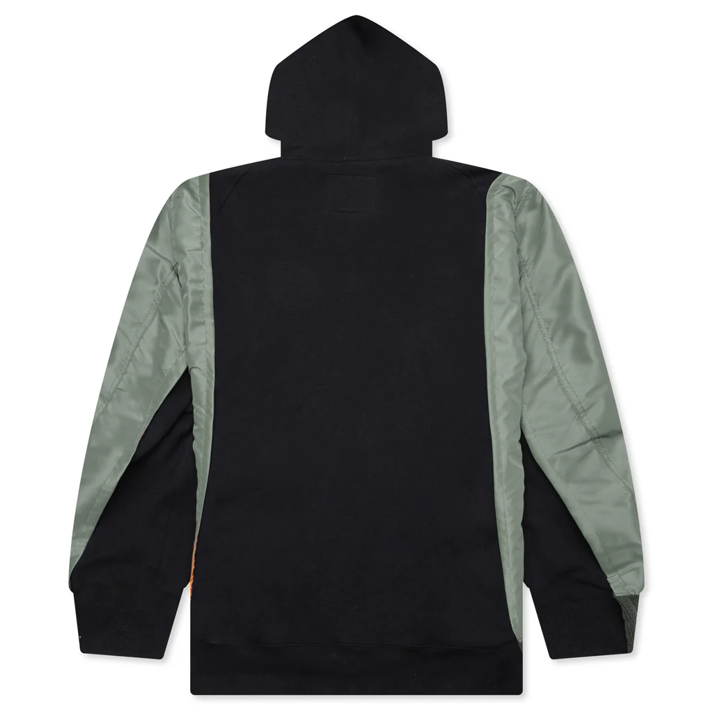 Nylon Twill X Sponge Sweat Hoodie - Navy/Khaki - Image 2