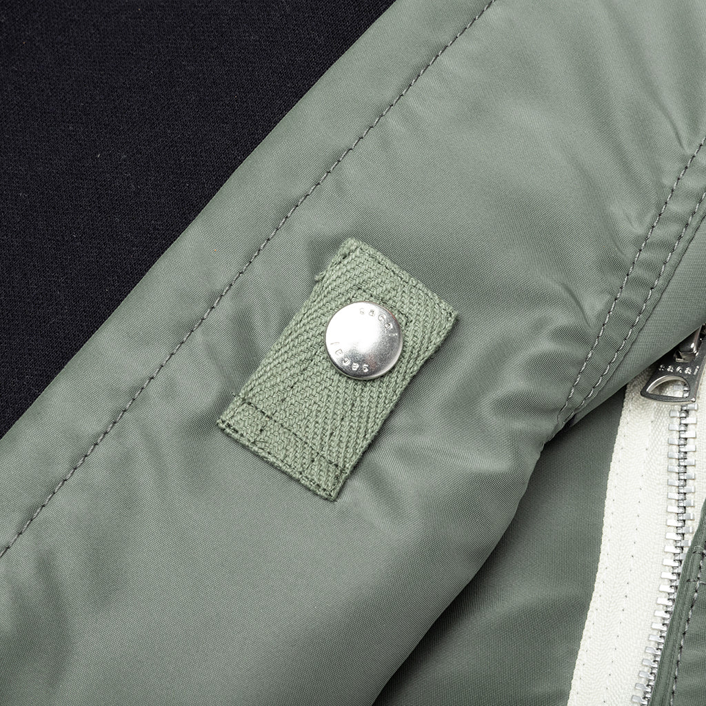 Nylon Twill X Sponge Sweat Hoodie - Navy/Khaki - Image 5