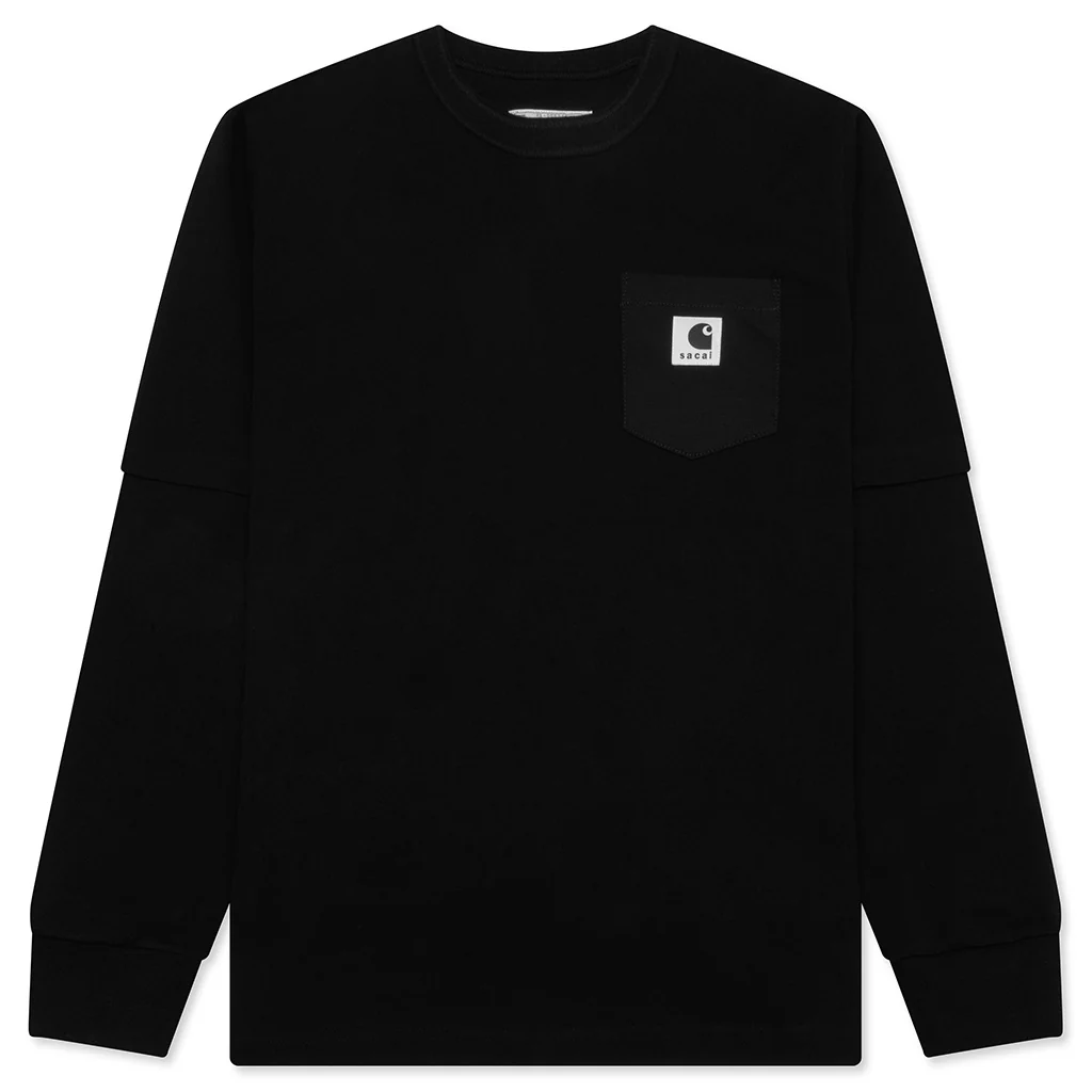 Sacai x Carhartt WIP Cotton Jersey L/S T-Shirt - Black