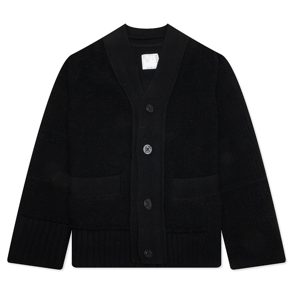 Wool Knit Cardigan - Black