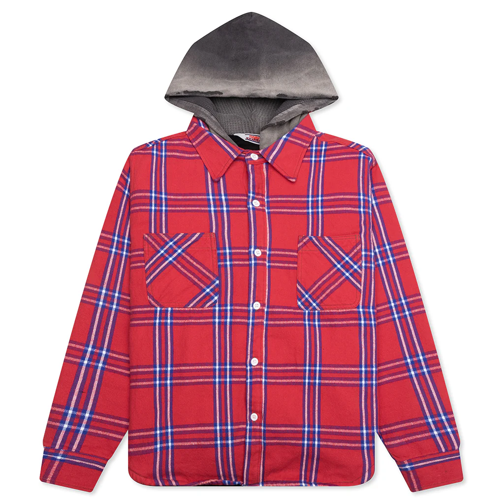 Flannel Quilt Shirt Jacket - Red