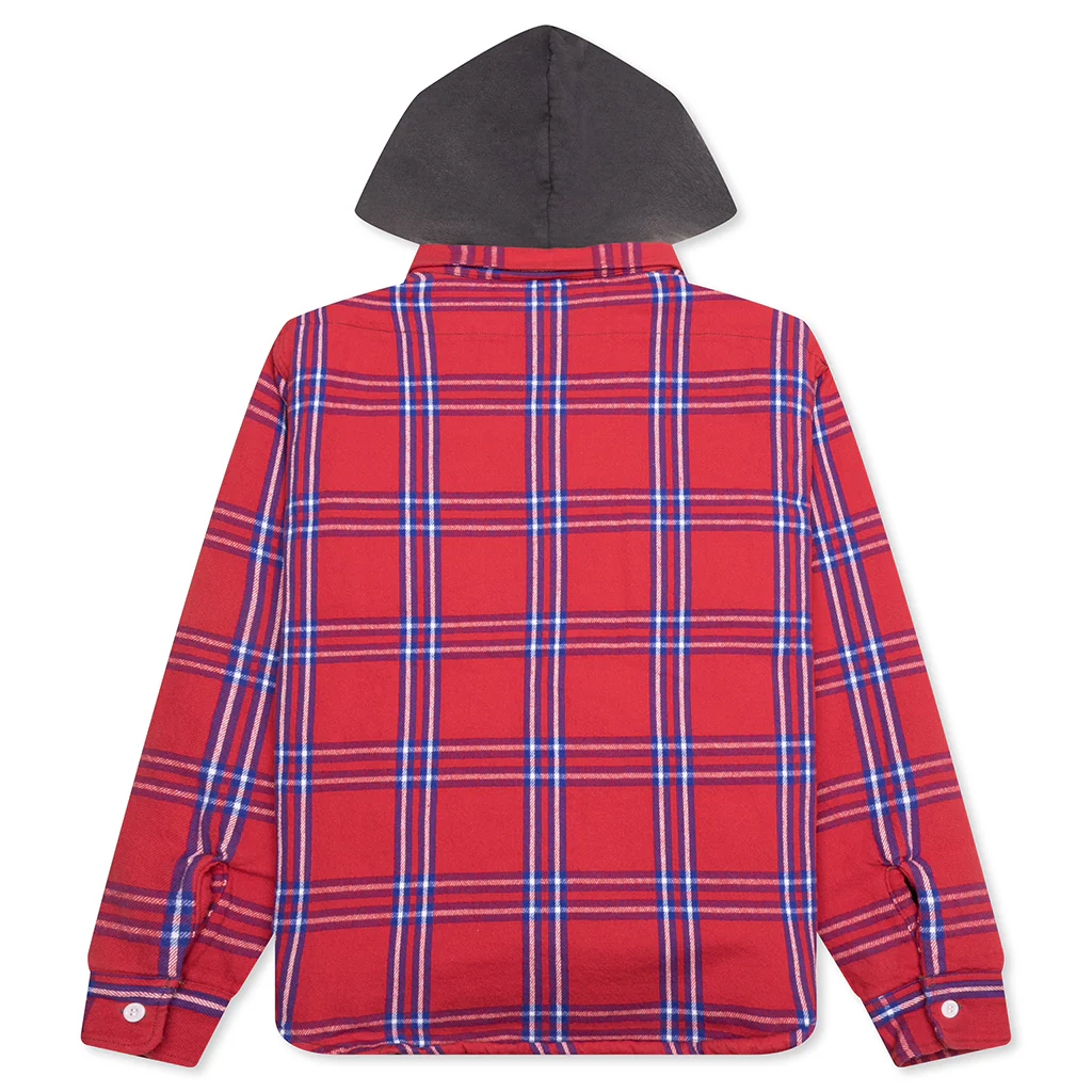 Flannel Quilt Shirt Jacket - Red - Image 2