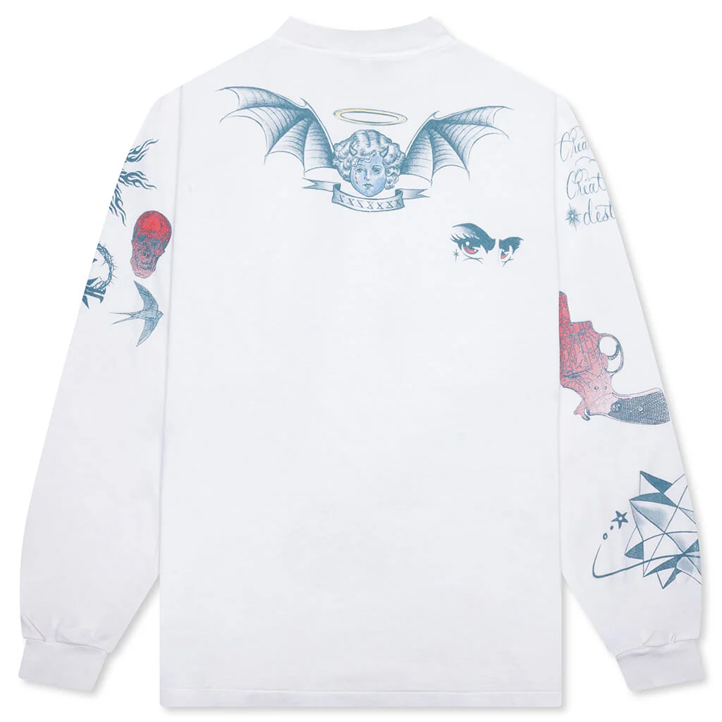 Saint M6 x Dr. Woo Tattoo L/S Tee - White - Image 2