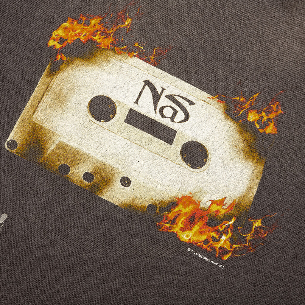 Saint M6 x Nas Radio Tape On Fire S/S Tee - Black - Image 3