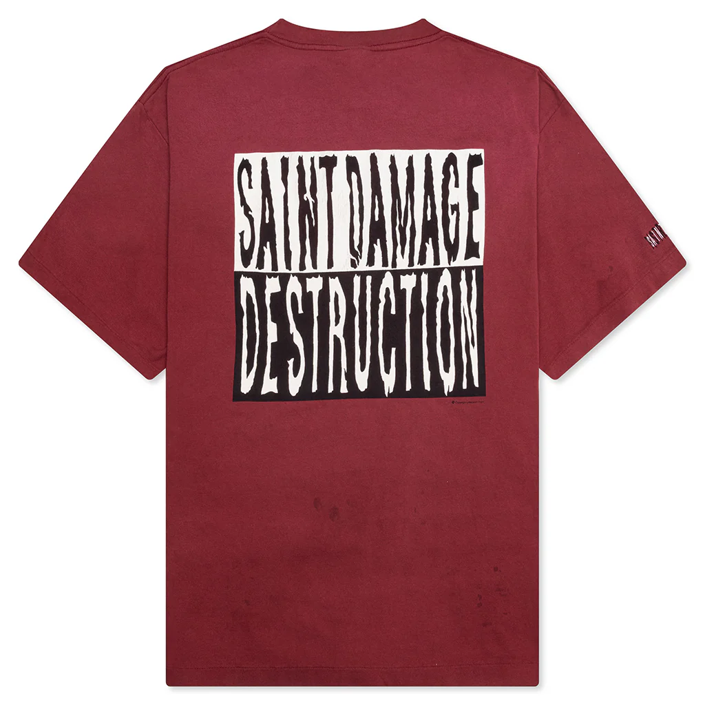 Saint Damage S/S Tee - Burgundy - Image 2