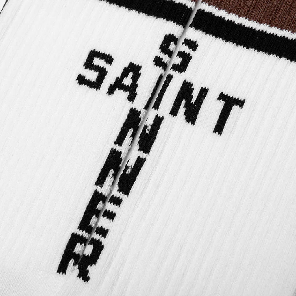 Saint Sinner Socks - White/Brown - Image 2