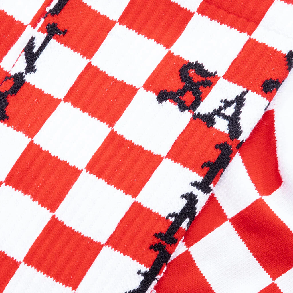 Saint Sinner Checker Socks - White/Red - Image 2