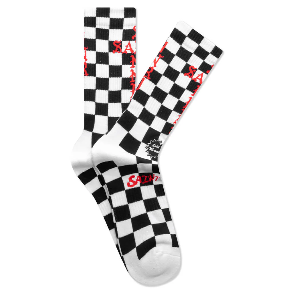 Saint Sinner Socks - Black/Red