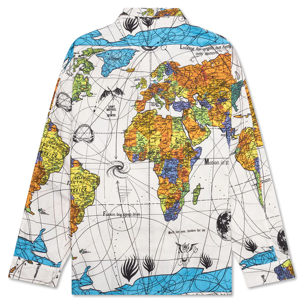Saint Michael x Dr. Woo World Map Pajama Shirt Map - White - Image 2