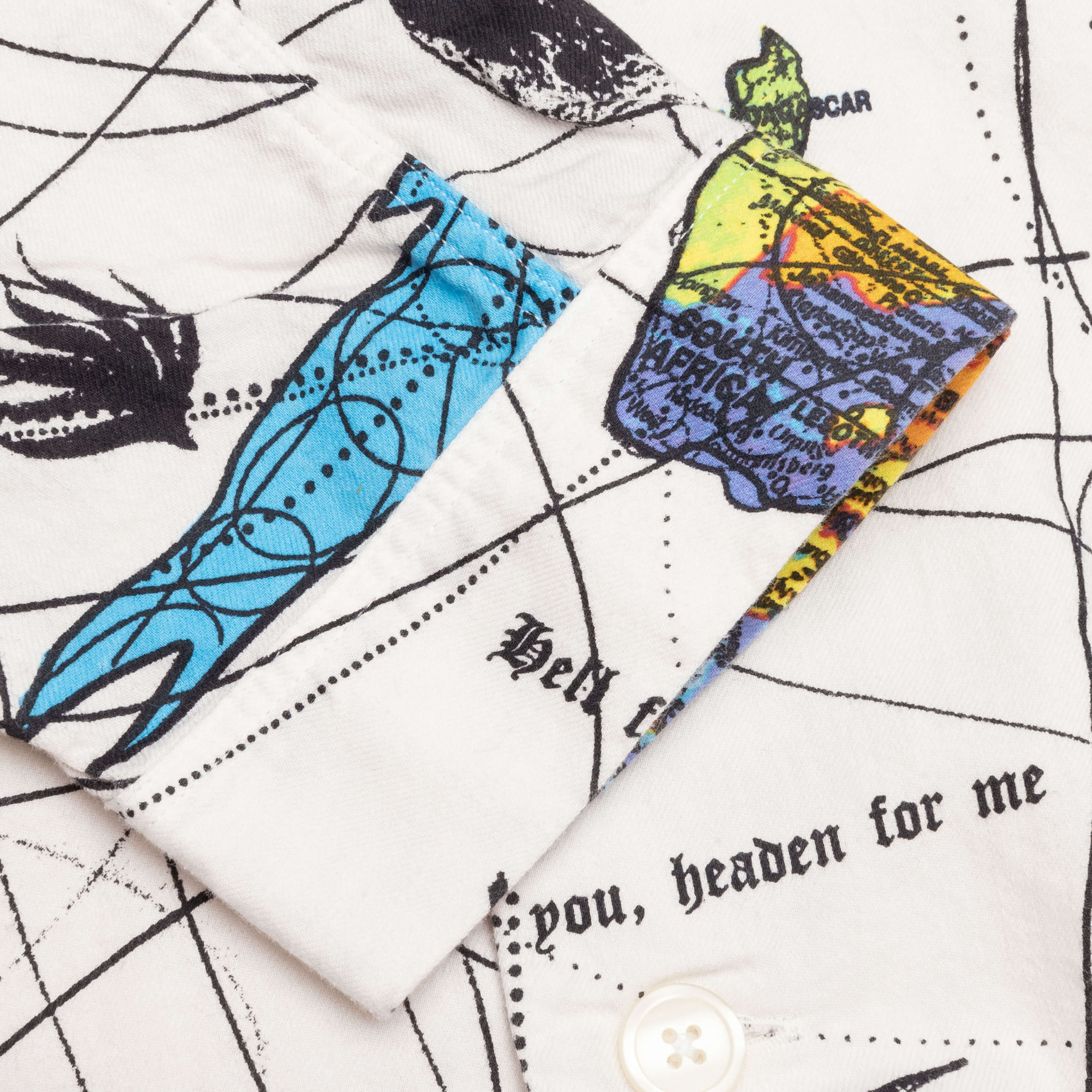 Saint Michael x Dr. Woo World Map Pajama Shirt Map - White - Image 4