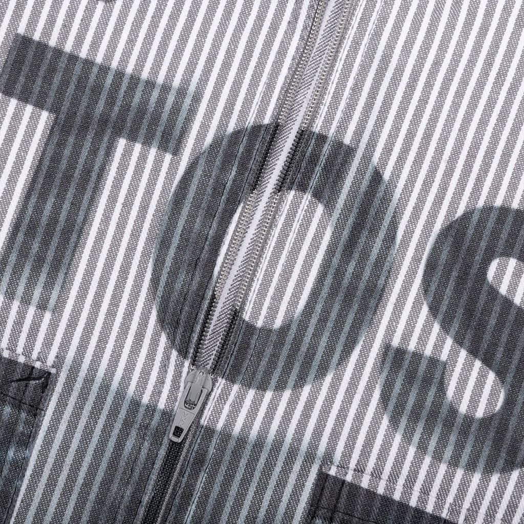 A Lot on My Mind Oversized Workshirt - Grey Stripes - Image 4