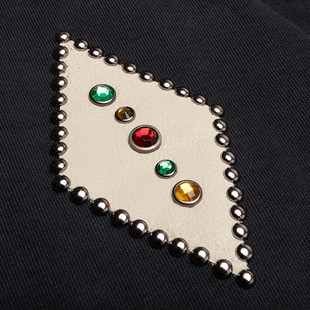 Leather Studded Logo Hoodie - Black - Image 6