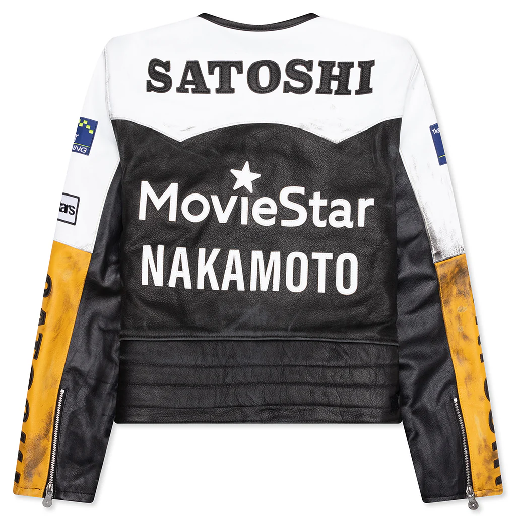 Movie Star Leather Jacket - Black/White/Yellow - Image 2