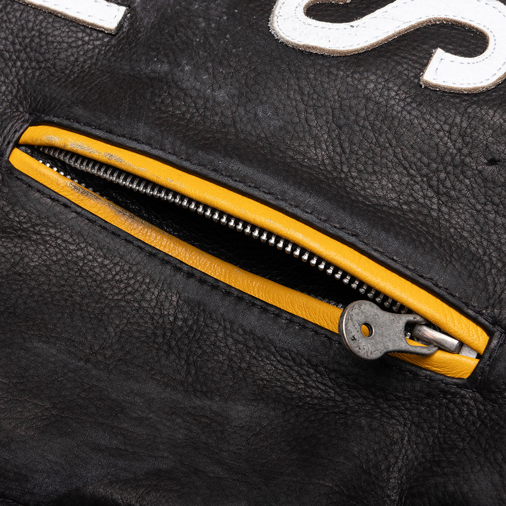Movie Star Leather Jacket - Black/White/Yellow - Image 5