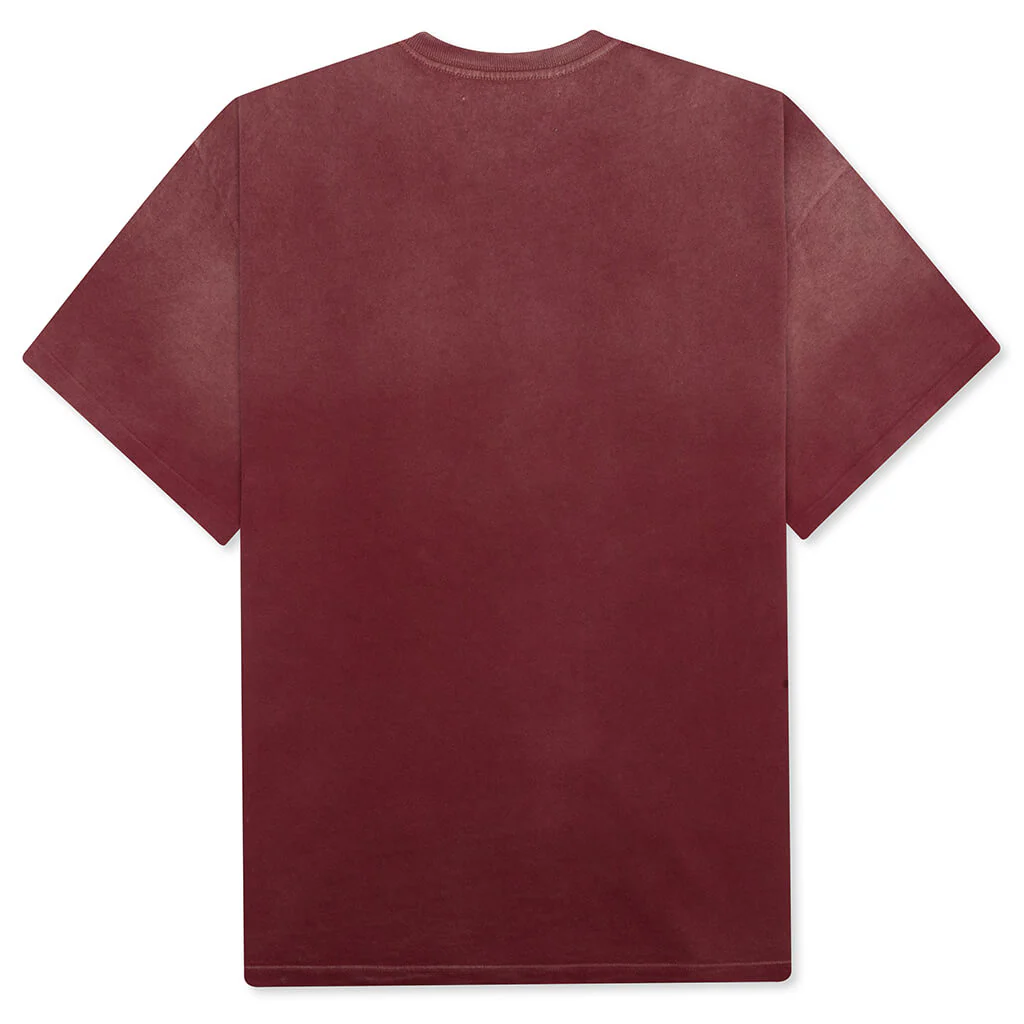 Pearl Studded Logo Tee - Burgundy - Image 2