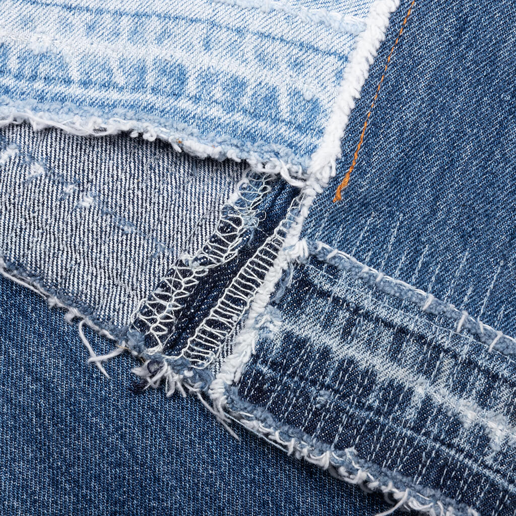Reconstructed Denim Raw Pant - Blue - Image 4