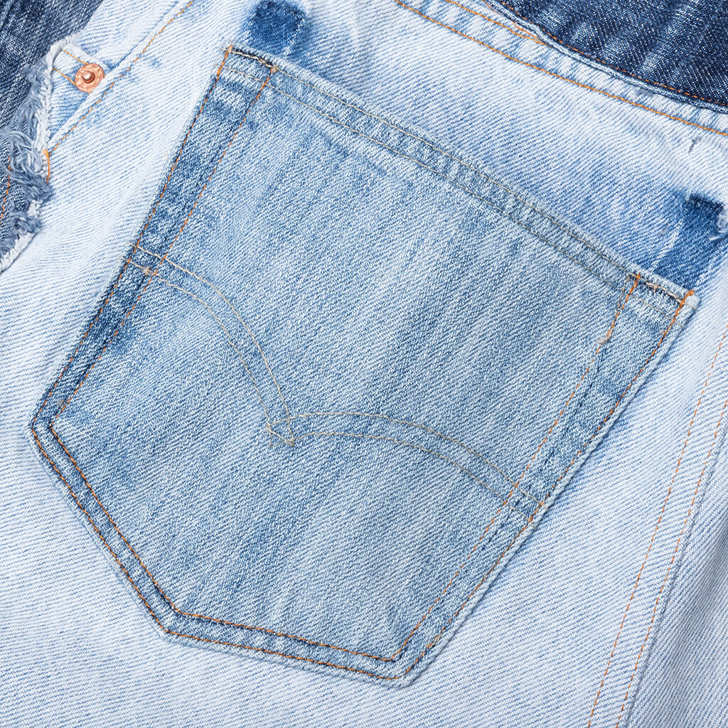 Reconstructed Denim Raw Pant - Blue - Image 5
