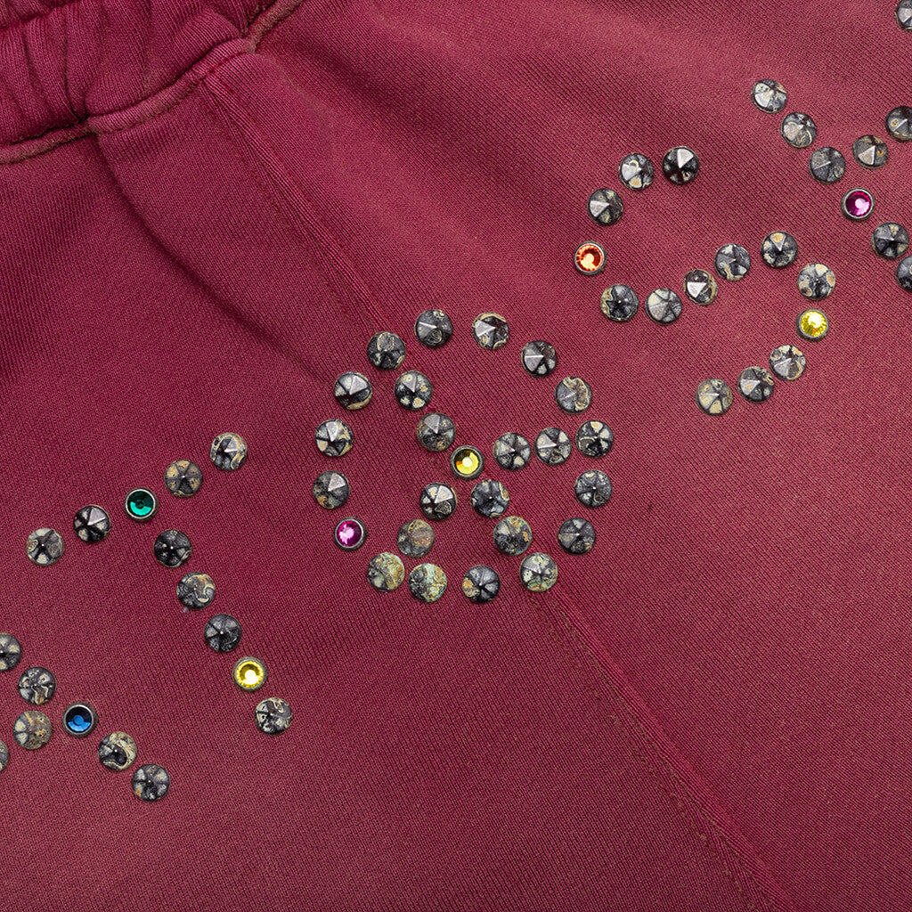 Star Studded Sweatpant - Burgundy - Image 3