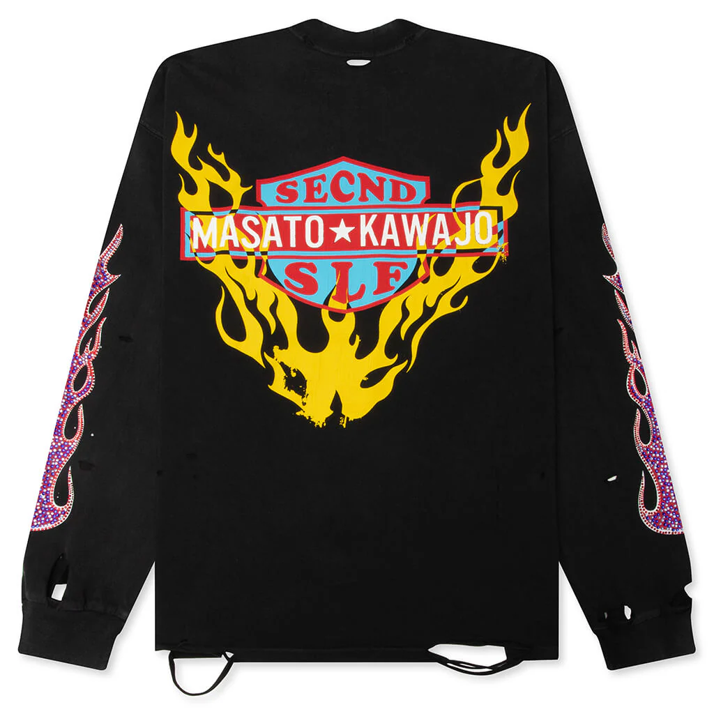SeCND SLF x Masato Kawajo Firestorm Vintage L/S - Black/Red/Teal - Image 2