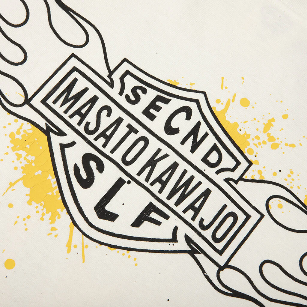 SeCND SLF x Masato Kawajo Firestorm Vintage L/S - Vintage White/Yellow - Image 3