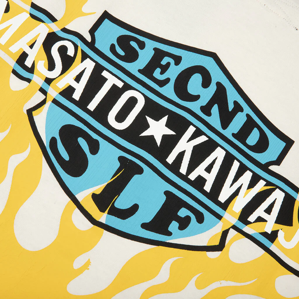 SeCND SLF x Masato Kawajo Firestorm Vintage L/S - Vintage White/Yellow - Image 6
