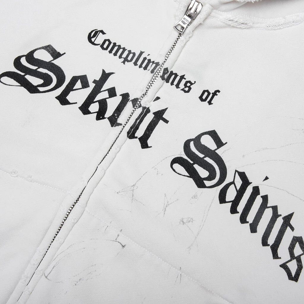 Stamp Zip-Up Hoodie - Vintage White - Image 3