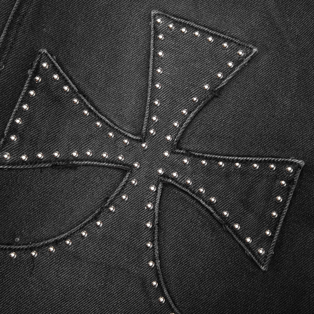 Studded Chopper Short - Washed Black - Image 5