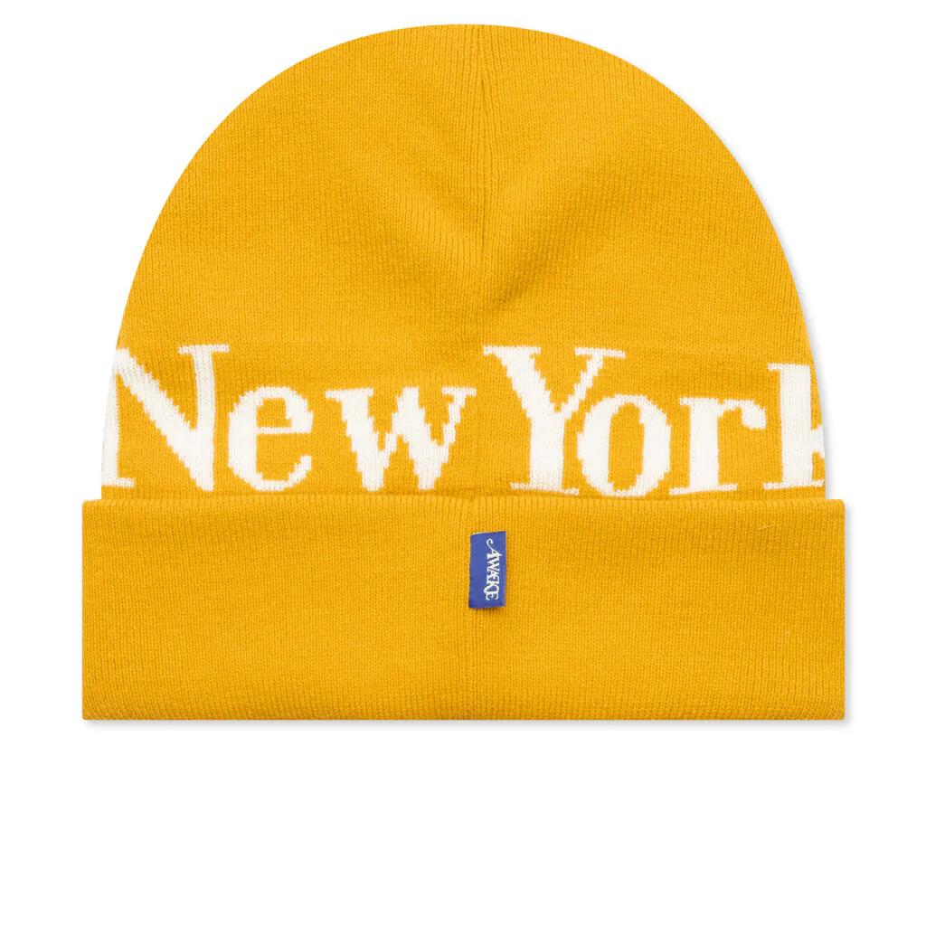 Serif Logo Beanie - Saffron - Image 3