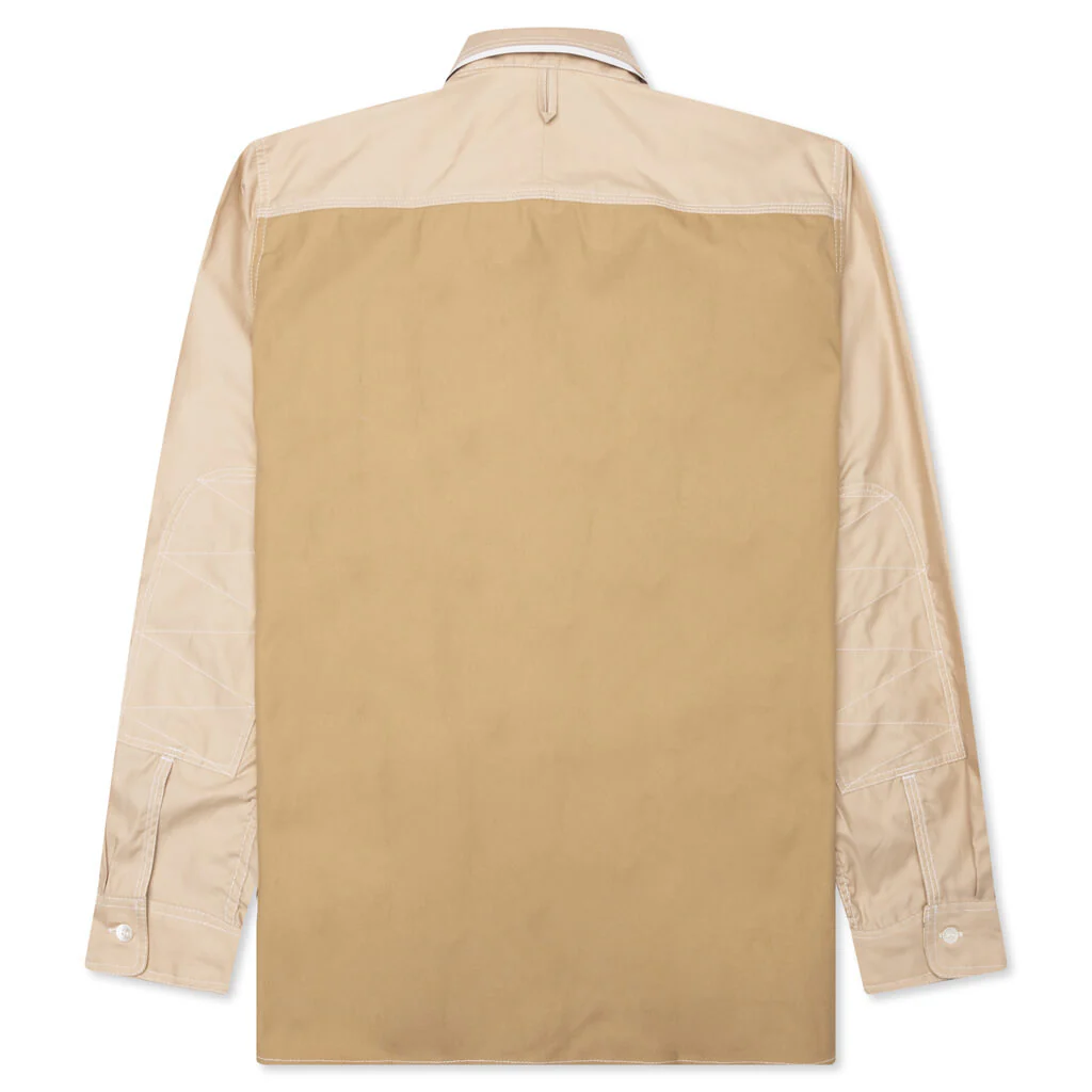 Two Tone Button Up Shirt - Beige - Image 2