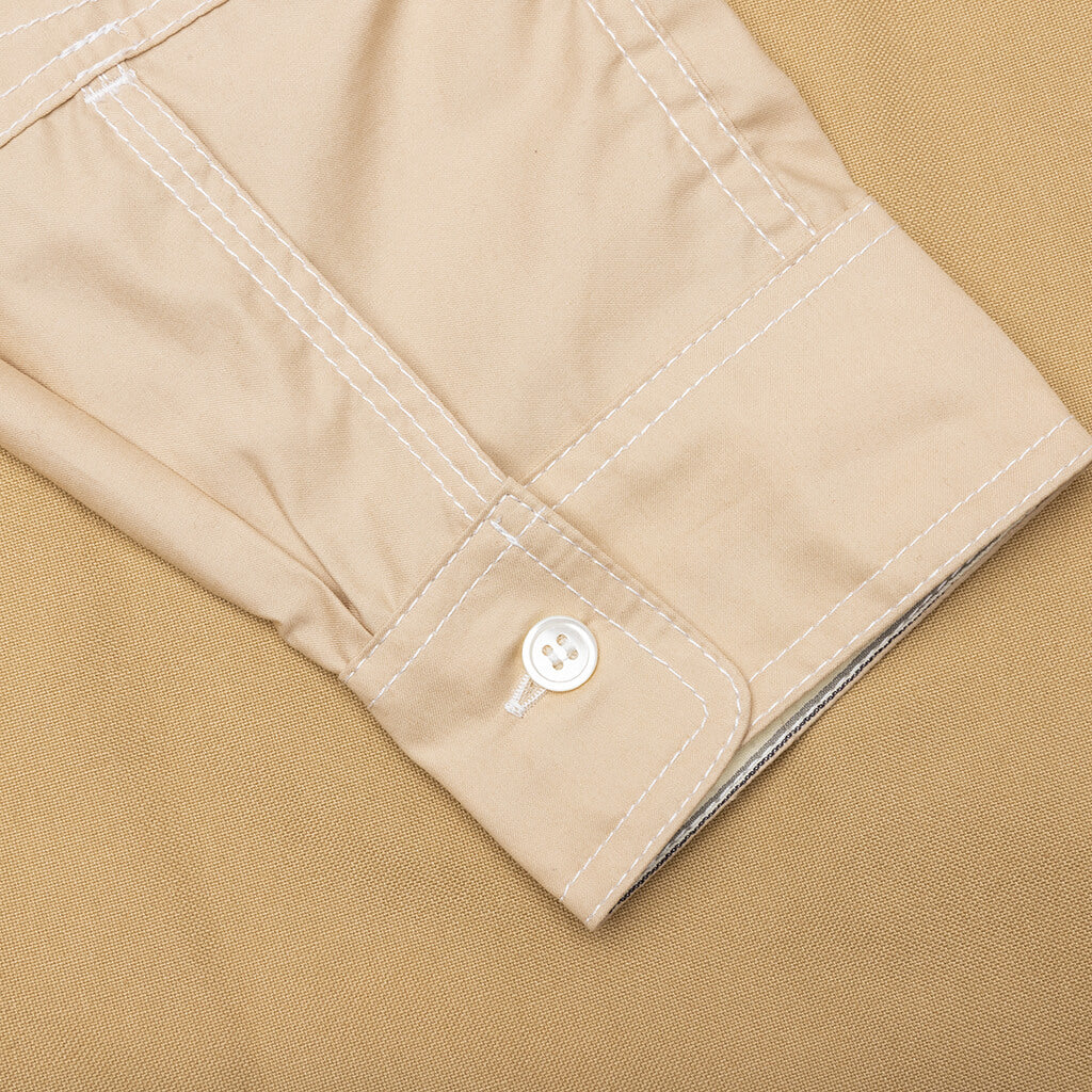 Two Tone Button Up Shirt - Beige - Image 4