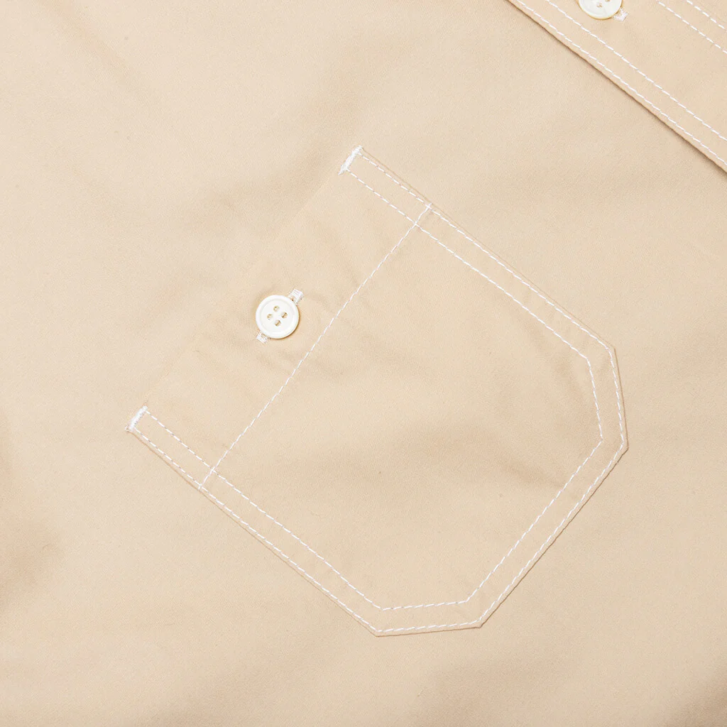 Two Tone Button Up Shirt - Beige - Image 6