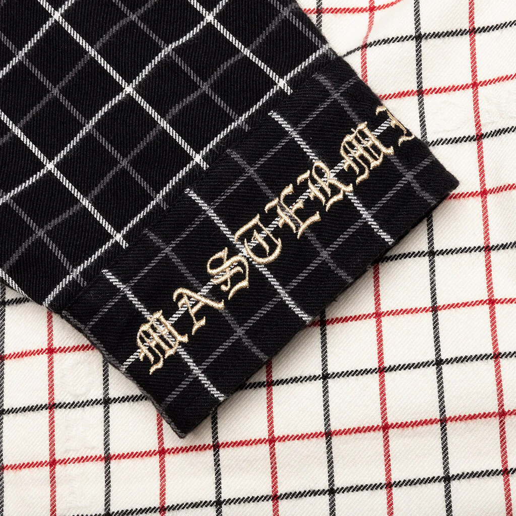 Vertical Split Plaid Shirt - Black/Plaid - Image 4