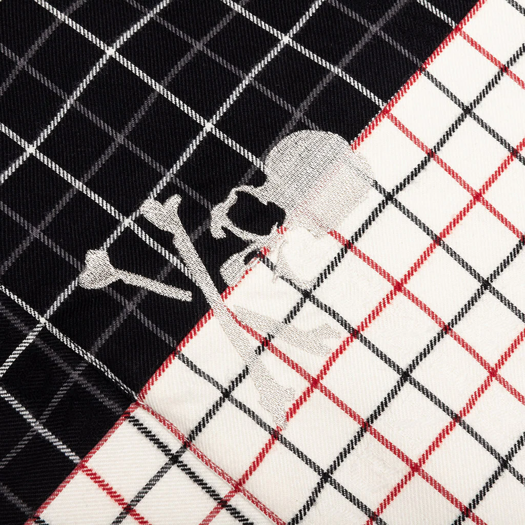 Vertical Split Plaid Shirt - Black/Plaid - Image 5
