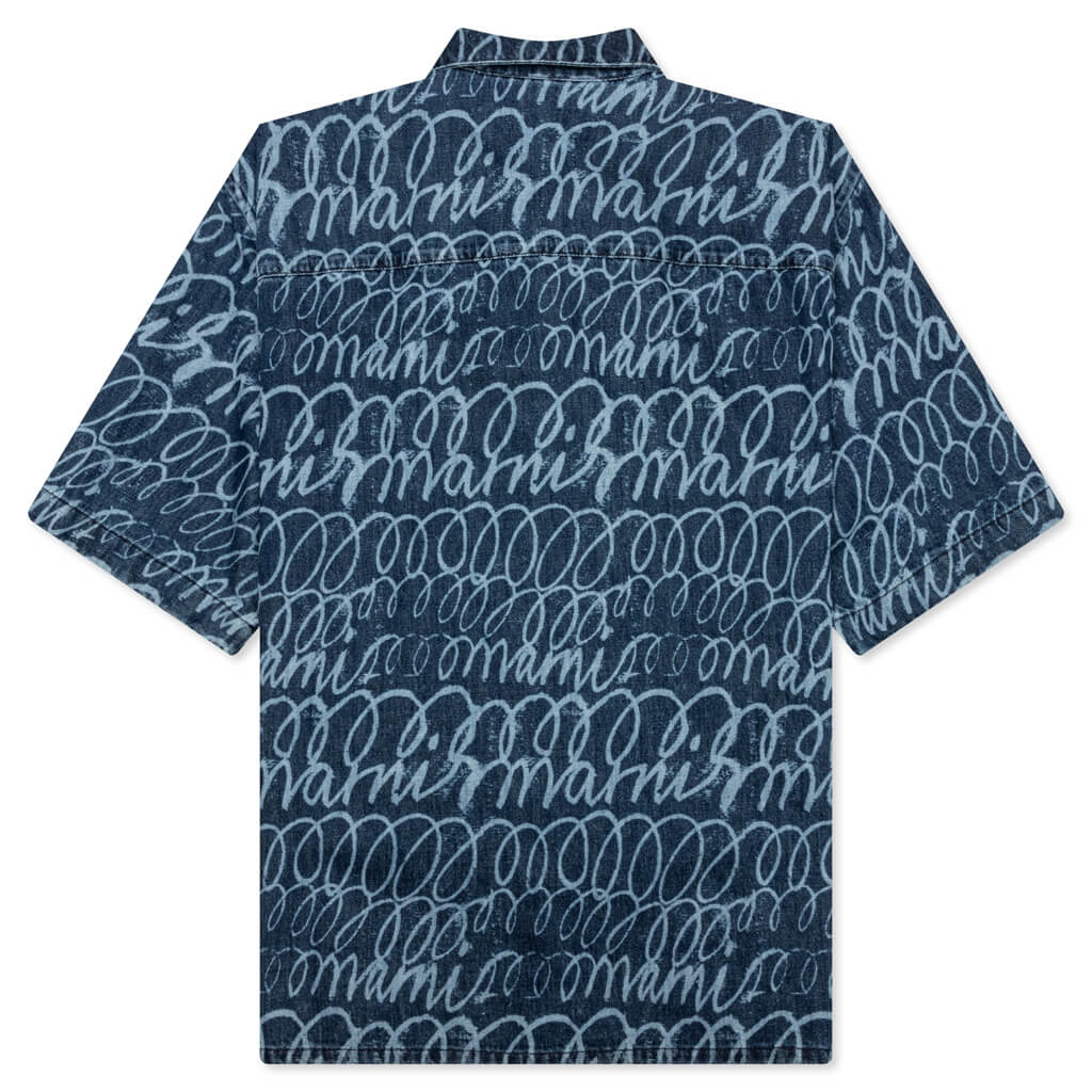 Bleached Echoes Organic Poplin Bowling Shirt - Blue Kyanite - Image 2