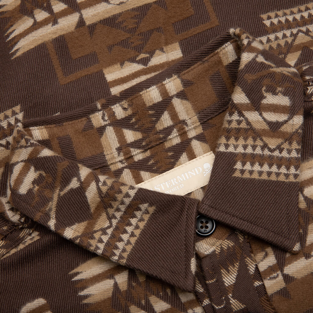 Chimayo Jacquard Button-Down Shirt - Brown - Image 3