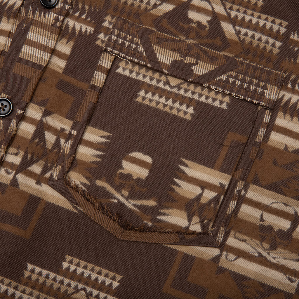 Chimayo Jacquard Button-Down Shirt - Brown - Image 4