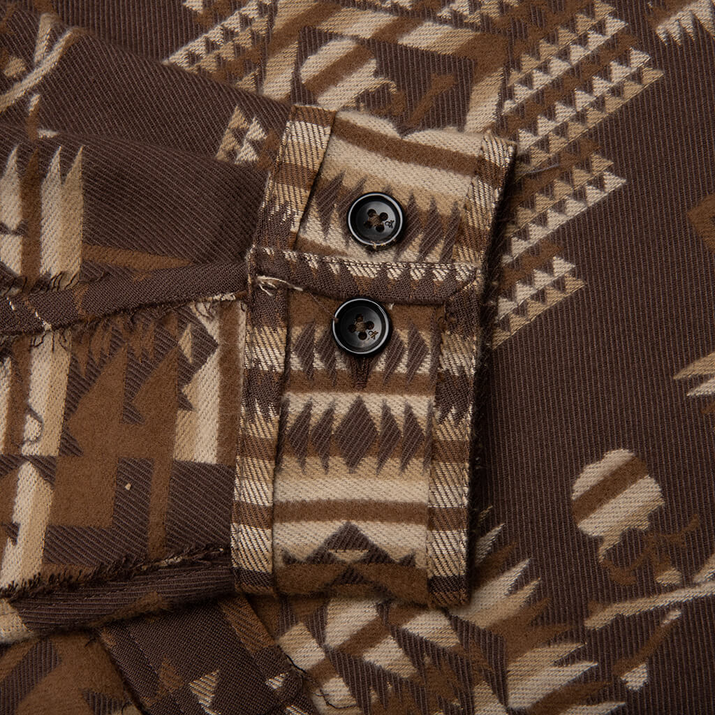 Chimayo Jacquard Button-Down Shirt - Brown - Image 5