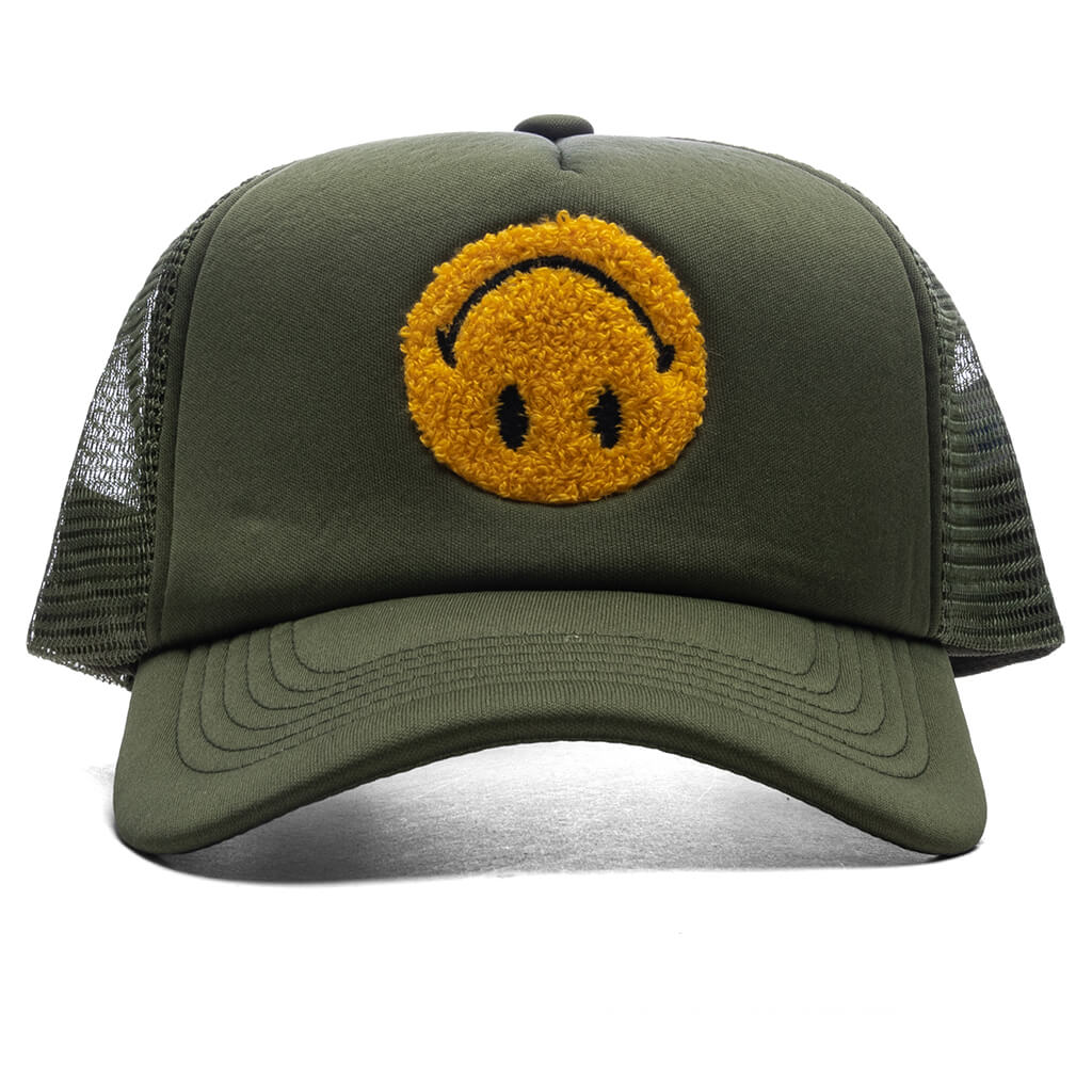 Smiley Upside Down Trucker Hat - Kelp