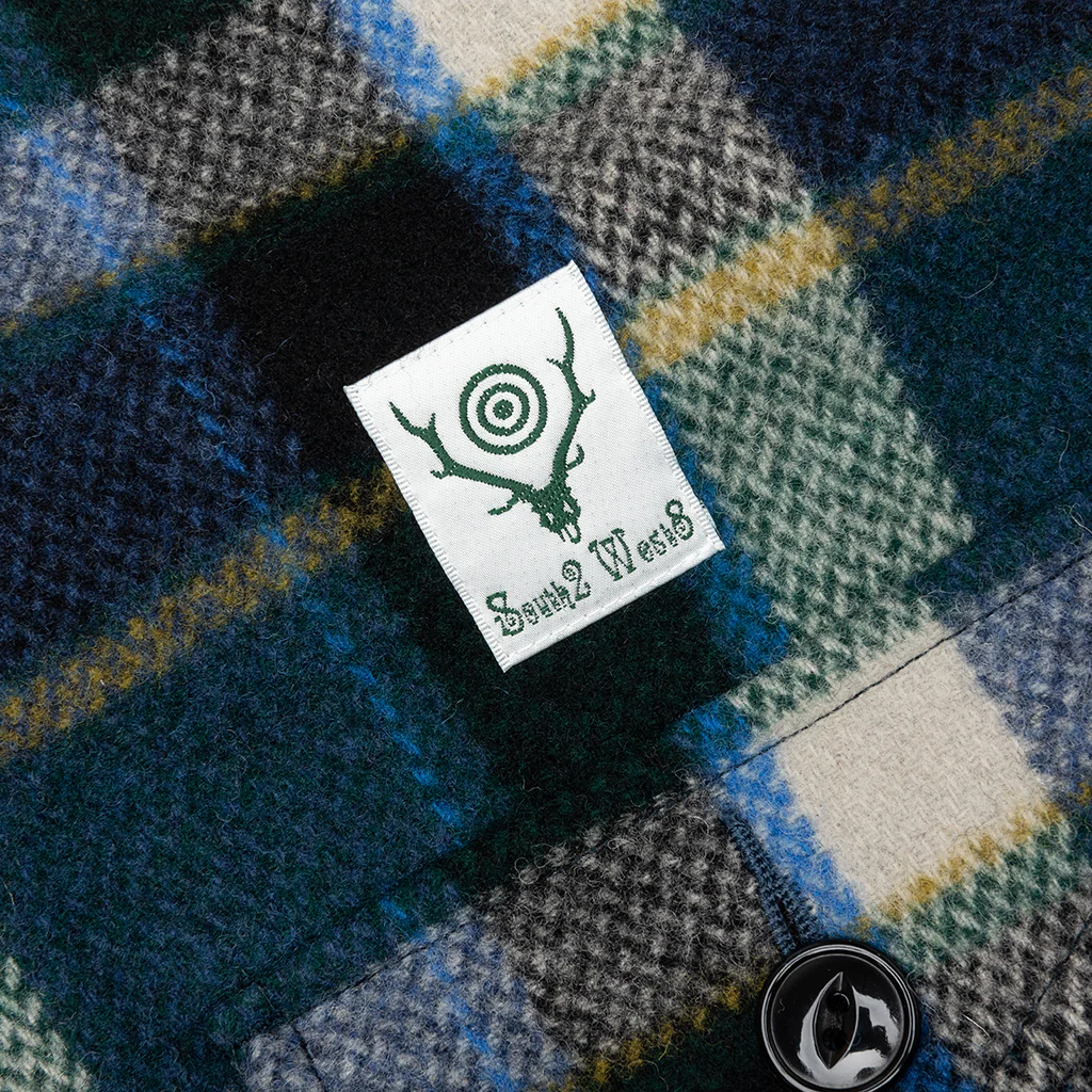 Smokey Wool Melton Plaid Shirt - Green - Image 3