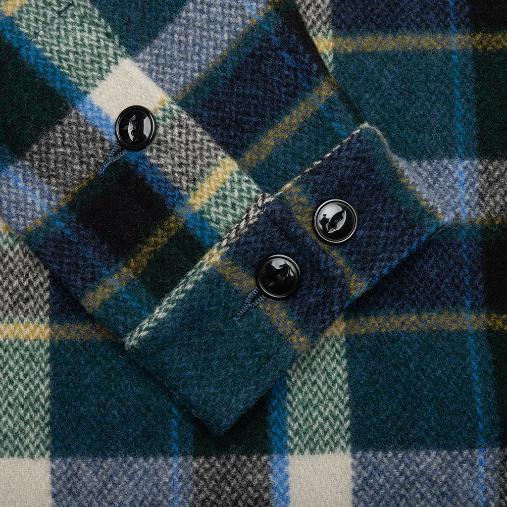 Smokey Wool Melton Plaid Shirt - Green - Image 4