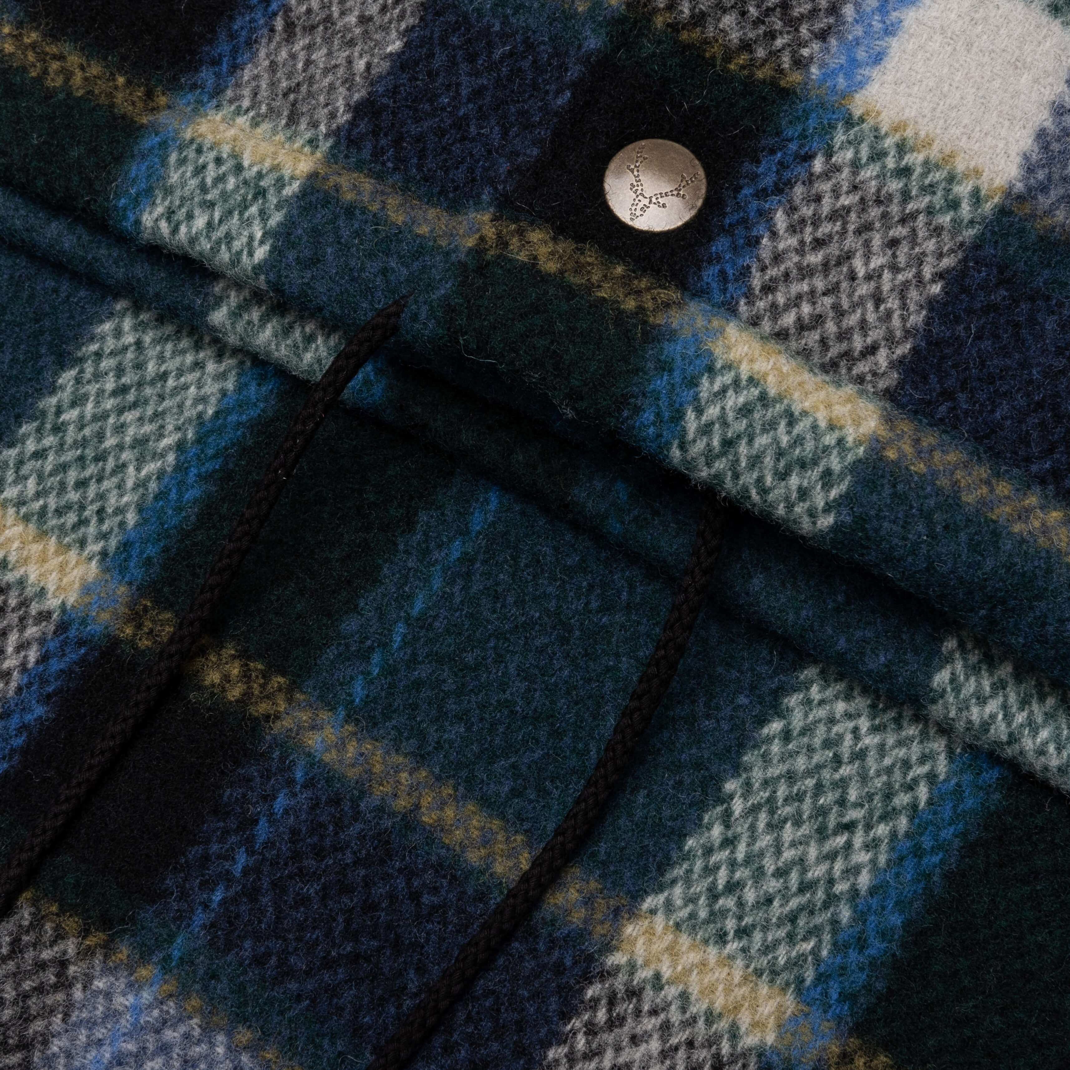 Wool Melton Plaid Coach Jacket - Green - Image 5