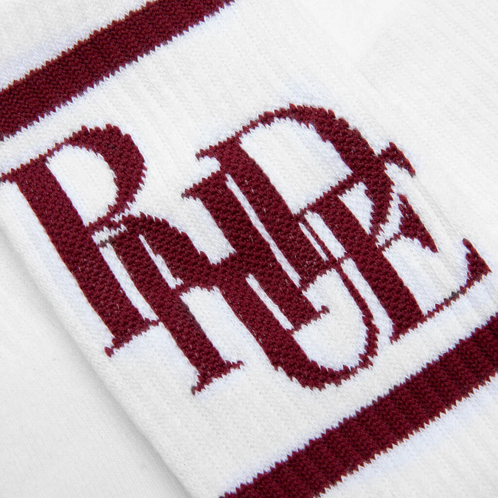 Scramble Logo Sock - White/Maroon - Image 2