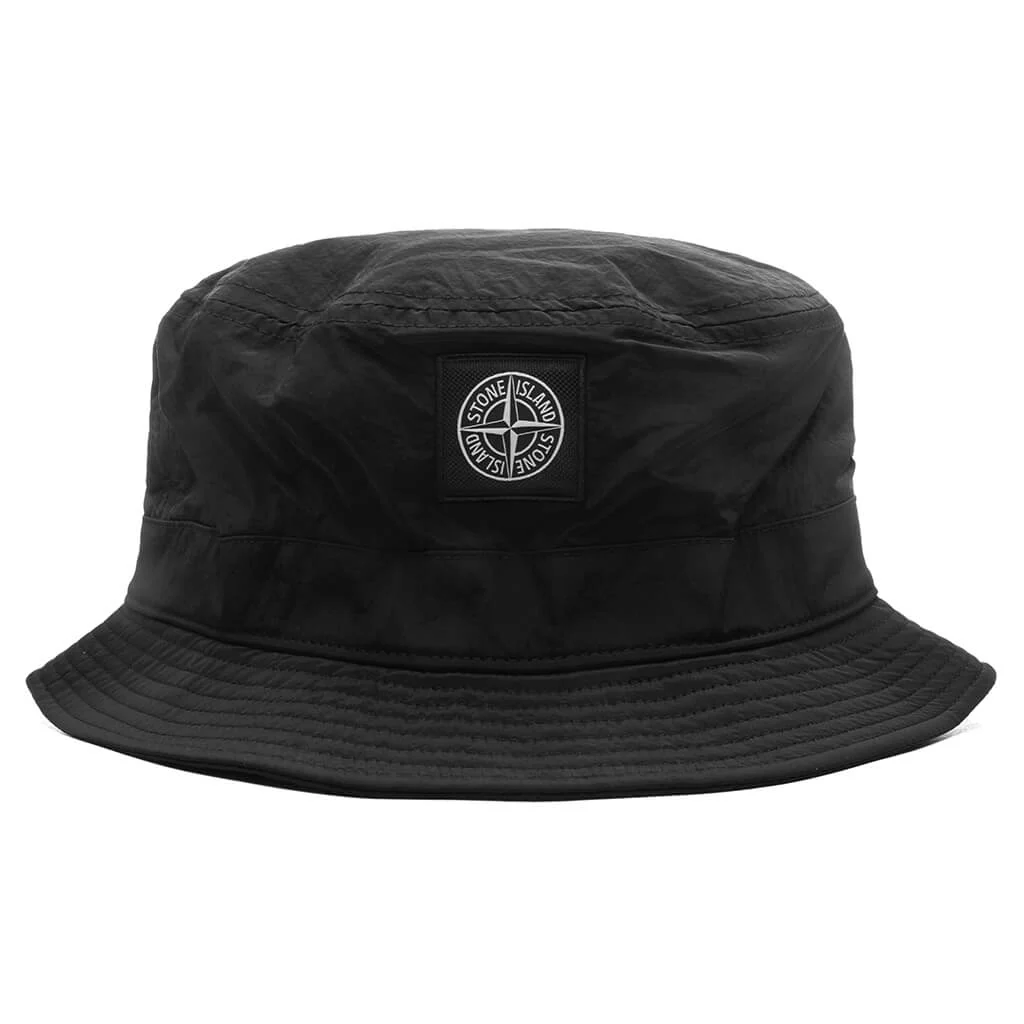 Nylon Metal Bucket Hat - Black