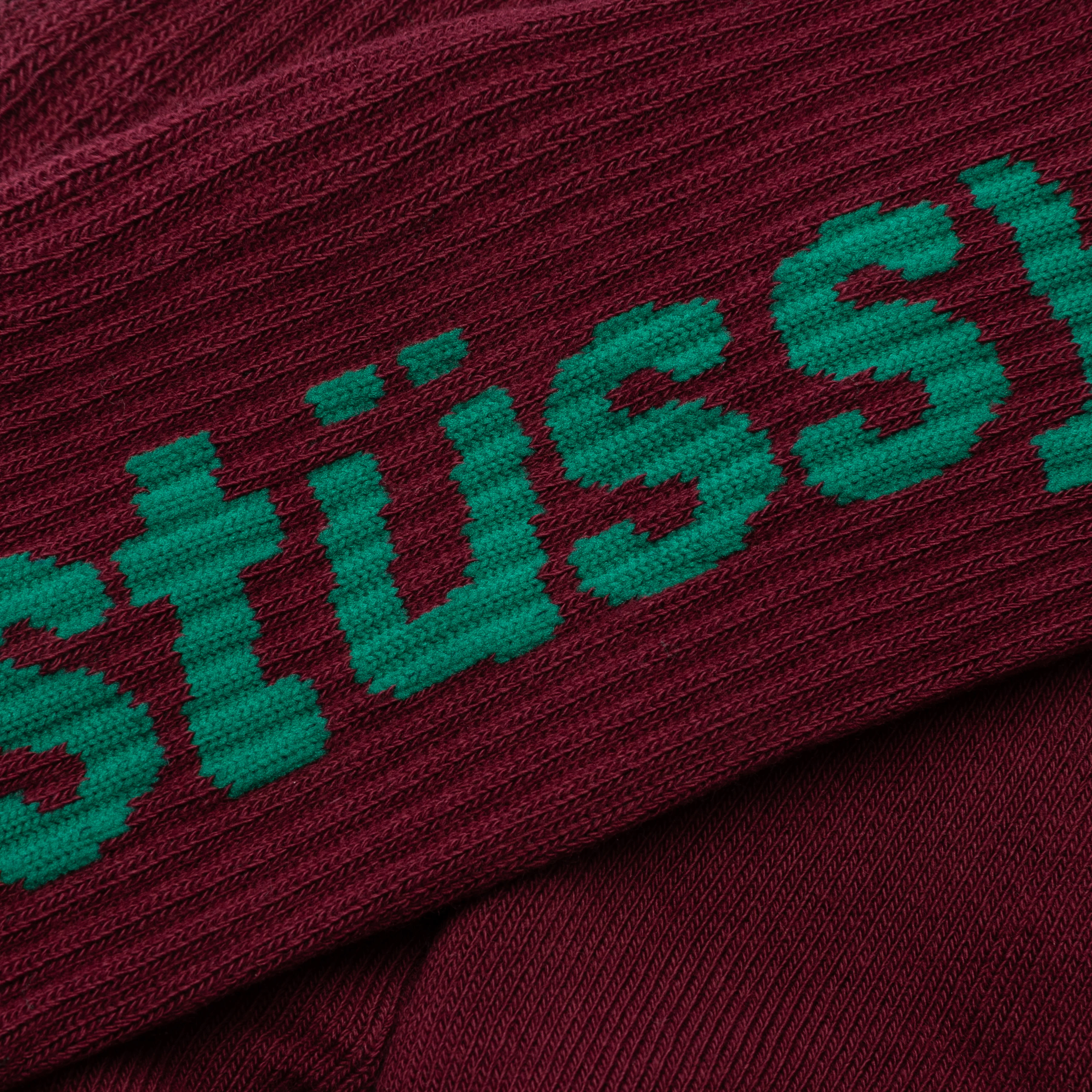 Helvetica Crew Socks - Wine/Forest - Image 2