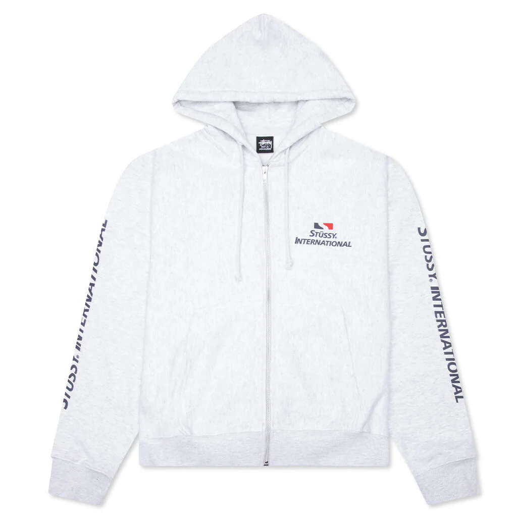 Stüssy International Zip Hoodie - Ash Heather
