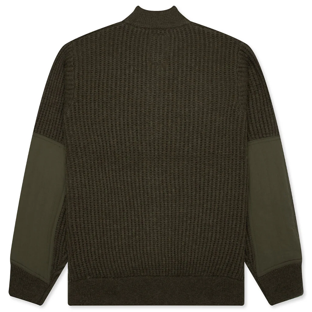 Military Patch Zip Sweater - Green - Image 2