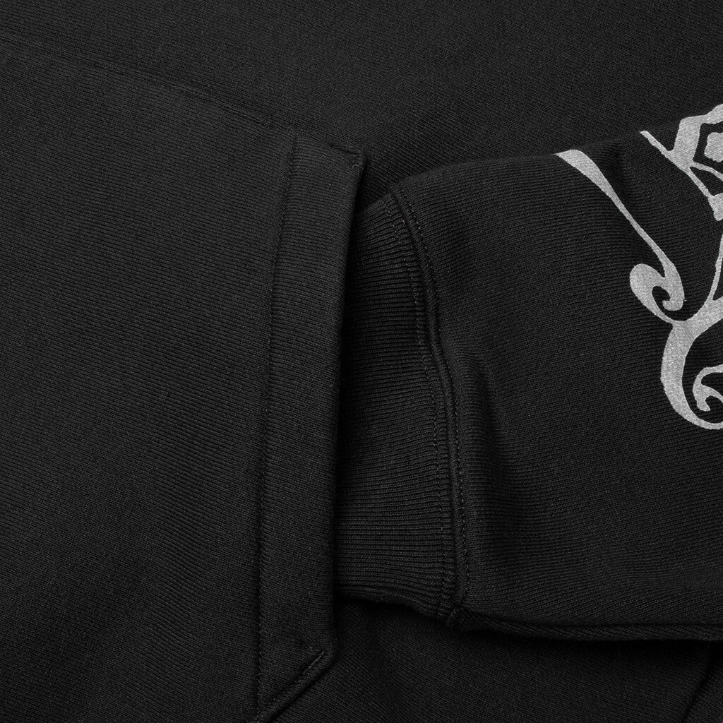 Motif Print Hoodie - Black - Image 3