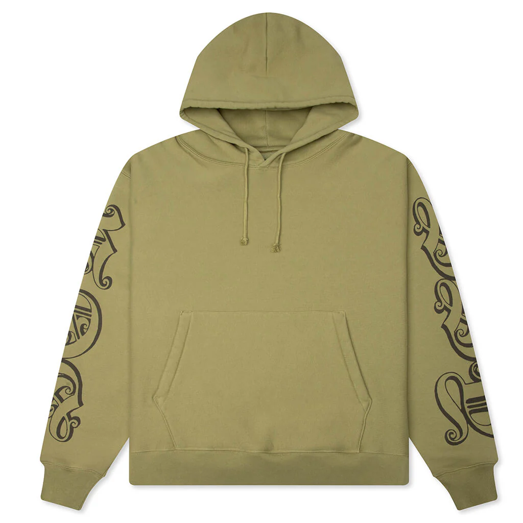 Motif Print Hoodie - Moss
