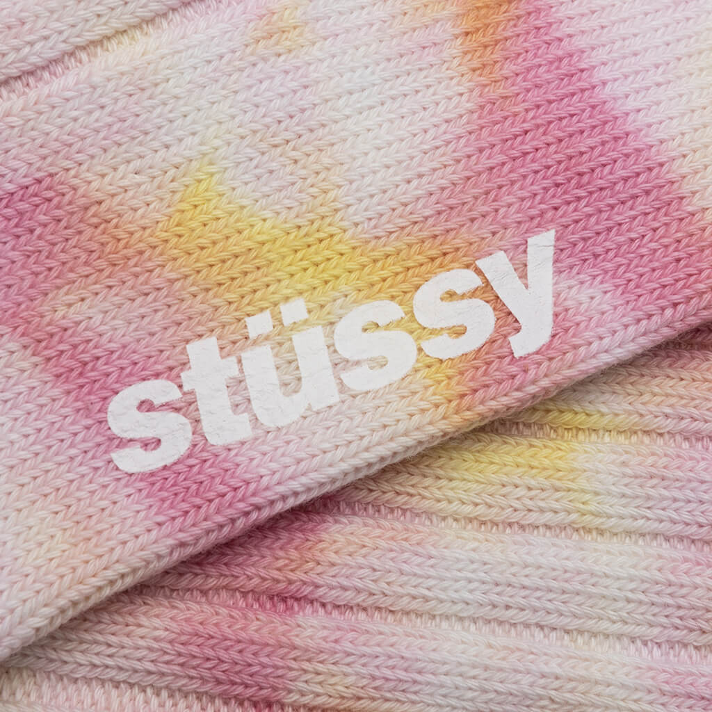 Multi Dyed Ribbed Socks - Turmeric/Pink - Image 2